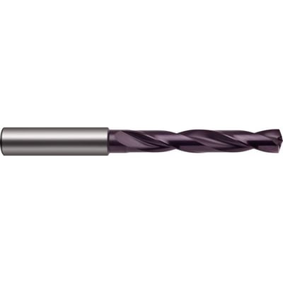 Gühring hårdmetalbor SL5511 med indvendig køling og mørk Fire-belægning, set fra siden; boringsdiameter 2,8 mm.