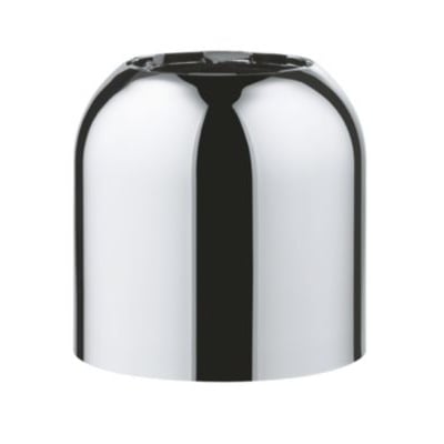 Grohe dækkappe til blandingsbatteri i EURODISC serien, fremstillet i skinnende krom med hvid baggrund.