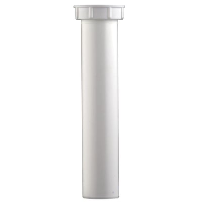 Unico hvidt tilslutningsrør i PP med 1 1/2" gevind og 40mm rørdimension, 115mm langt. Et enkelt rør vist isoleret.