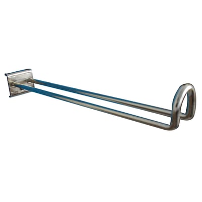 Maskinfabrikken Universal dobbelt krog med lukket snude, 250mm lang og 6mm diameter, fremstillet af metal til hulplader.