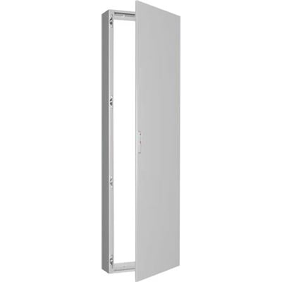 Rittal afdækningskappe VX med låge i RAL 7035, 2000x500 mm, lavet af stålplade til beskyttelse.