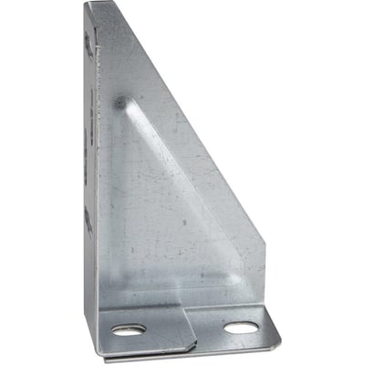 Konsol S til gitterbakker, 500mm bred, fremstillet af elforzinket stål med perforeringer til montering.