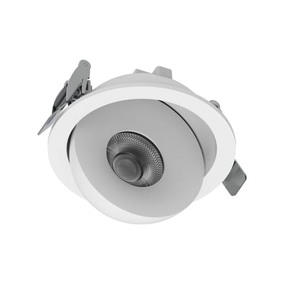 Hvid, rund V-TAC COB LED-downlight på 18 W med indvendig vippefunktion og central Cree-lyskilde.