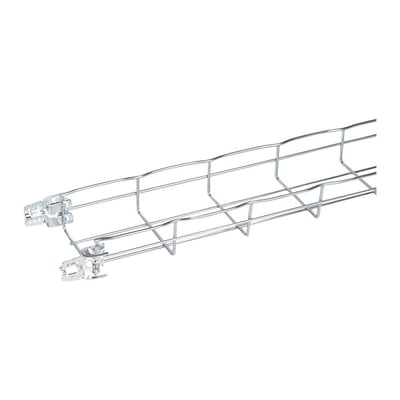 Detaljeret vinkel af Legrand Cablofil gitterbakke FCFA 54/100-E med el-forzinket finish og FASCLIC AUTO samlesystem.