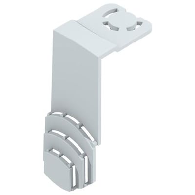 Katko berøringssikring KLTS240 i hvid plast, vist med monteringsdetaljer og en klik-mekanisme.