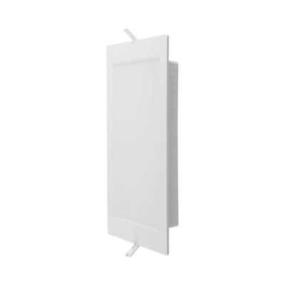 V-TAC firkantet LED panel, 12W, med klemmer til indbygning, hvidt design set fra siden.