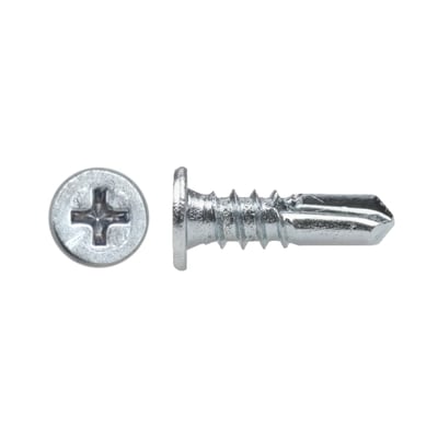 EJOT profilskrue på 4,8 x 16 mm med krydskærv og spids, vist fra oven og fra siden.