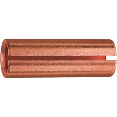 Klauke reduktionsmuffe af kobber fra 95 til 35 mm², vist med slidser på siden for nem kabelindføring.