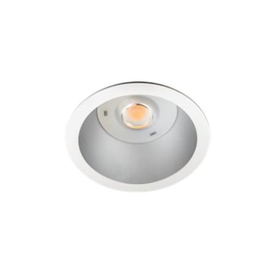 SG Armaturen Rax Soft 150 Satin indbygningsspot i hvid, med synlig LED-lyskilde i midten.