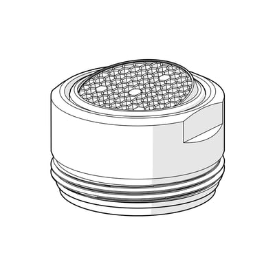 Teknisk tegning af Oras Electra luftblander med M24x1-gevind, HC PCA og kromfinish.