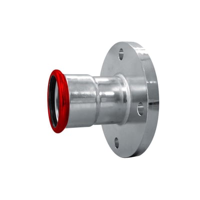 Unico overgangsflange i FZ stål med 88,9 mm muffe-pres-ende og synlig EPDM O-ring.