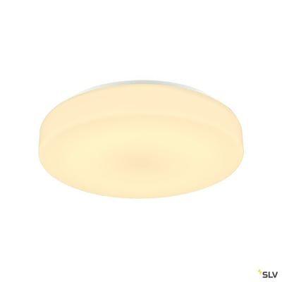 SLV LIPSY 40 DRUM DALI CW er en rund, hvid LED-væg- og loftlampe til påbygning med lysende skærm.