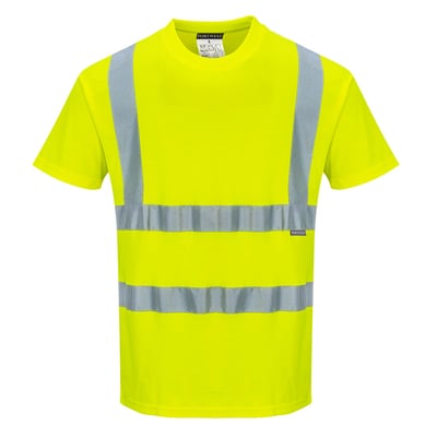 Portwest S170 T-shirt i High-Vis gul, str. 2XL, med reflekterende bånd på krop og ærmer for øget synlighed.