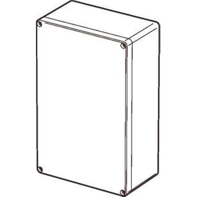 Detaljeret illustration af Fibox Euronord AB162513 monteringskasse, der viser dens rektangulære form og fastgørelsespunkter.