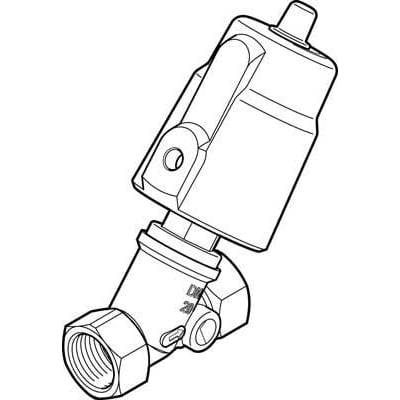 Festo skråsædeventil VZXF-L-M22C-M-B-G34-160-H3B1-50-16, en pneumatisk aktiveret poppet ventil med fjederretur og blød tætning.