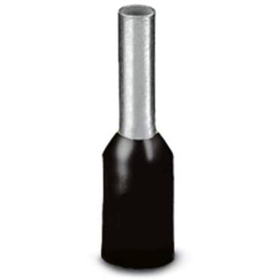 Phoenix Contact terminalrør AI 1,5 - 8 BK i sort med 8 mm muffelængde og 14 mm total længde, isoleret.