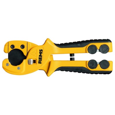 Rems rørsaks ROS P 26/SW 35 S vist ovenfra, fremhæver det sorte skæreblad og integrerede funktioner.