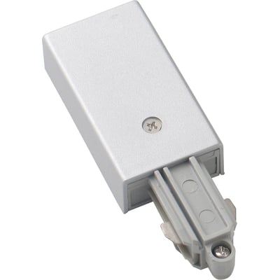 SLV 1-faset påbygningstilslutning i mat-hvid plast med jordleder til venstre på isoleret hvid baggrund.