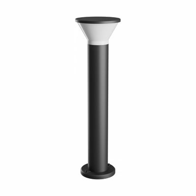 SpectrumLED Stella Round havelampe med spyd, CCT og 6 W GU10-lyskilde, med sort lampehus og hvidt lampehoved.