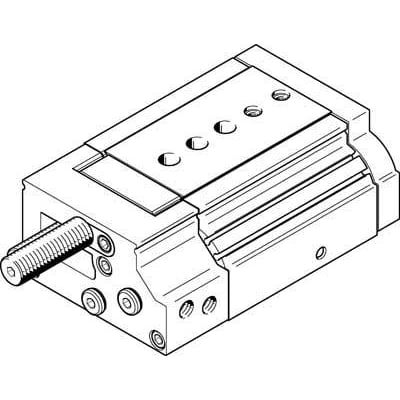 Festo minislæde DGSL-25-20-P1A med kugleføring og 20 mm slaglængde, vist som teknisk tegning.