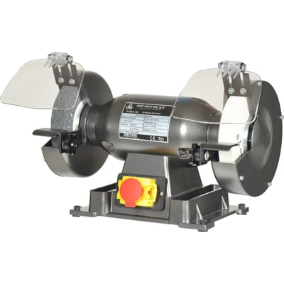 Scantool Slibex 150 bænkslibemaskine med 150mm slibeskiver, 500W motor og gennemsigtige sikkerhedsskærme.