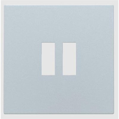 Niko afdækning i sterling til 2 x USB-A-opladere, viser to rektangulære åbninger på en lysegrå, mat overflade.