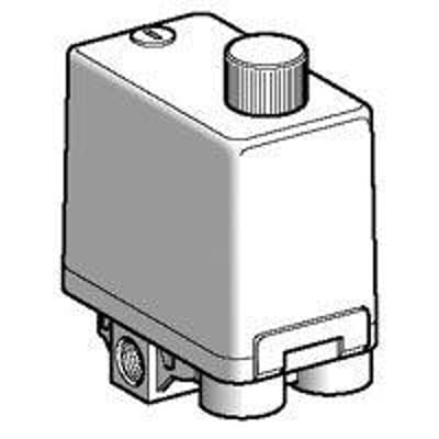 Schneider Electric Pressostat XMPR12C2433, en trykføler på 12 bar med 4xG 1/4 hun porte og justerbar ON/OFF knap.