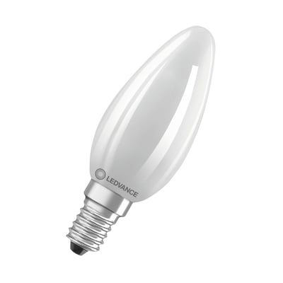Ledvance LED kerte pære med mat finish og E14-fatning, 470lm og 4,8W varmhvidt lys.