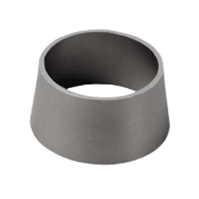 Konus i rustfrit stål med svejst koncentrisk form, diameter B udvendig 76,1mm, velegnet til drikkevandsinstallationer.