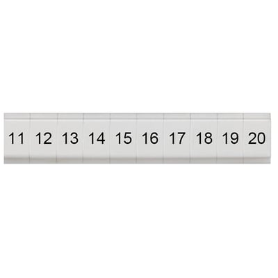 Siemens flad mærkeplade med numrene 11 til 20, hvid med sort tekst på en lys baggrund.