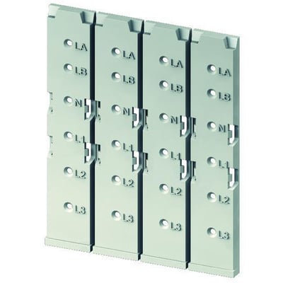 ABB Smissline ZLS100 afdækning til skinneholder, pakke med 5 sæt af 4 modulære enheder i lysegrå plast.