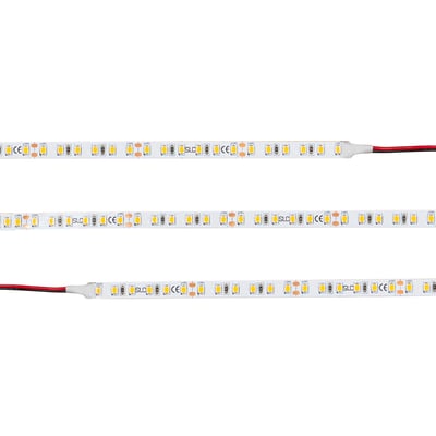 To SLC LED Strip Aline Mono på 5 meter, viser tætsiddende LED-dioder og tilslutningskabler.