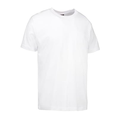 ID Identity Game T-shirt i hvid bomuld med rund hals og korte ærmer, vist på hvid baggrund.