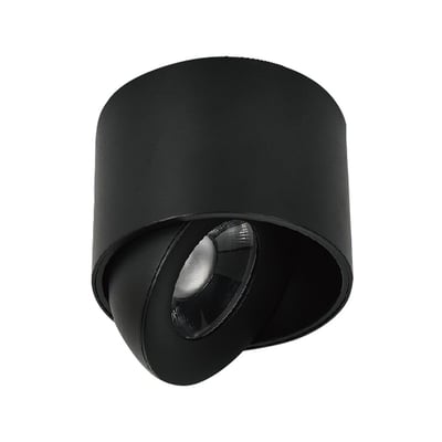 Sort V-TAC 12 W LED-påbygningsspot med bevægeligt lampehoved, CCT og 3-i-1 kulør.