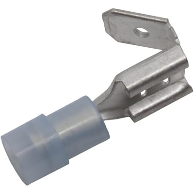 Detaljeret billede af Elpress spademuffe med afgrening, viser den blå PVC-isolering og metalforbindelsen.