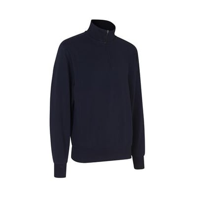 ID Identity sweatshirt i navyblå, 2XL, med høj krave og lynlås i halsen, vist på hvid baggrund.