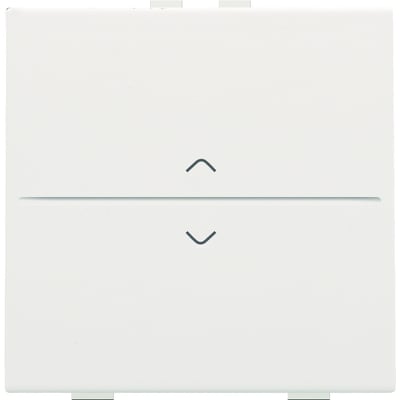 Niko hvid tangent til 2-tryk system, med diskrete pile-symboler for op og ned, på hvid baggrund.