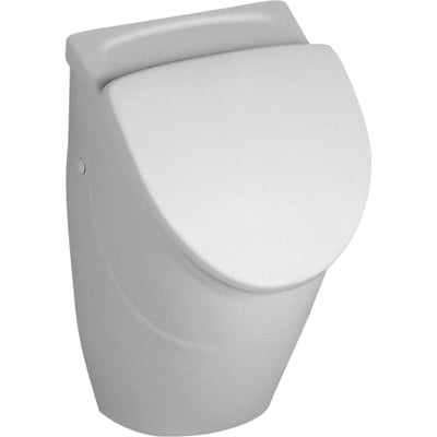 Hvidt Villeroy & Boch O.novo/Omnia siphonic urinal, model C, set skråt forfra med afrundet front.