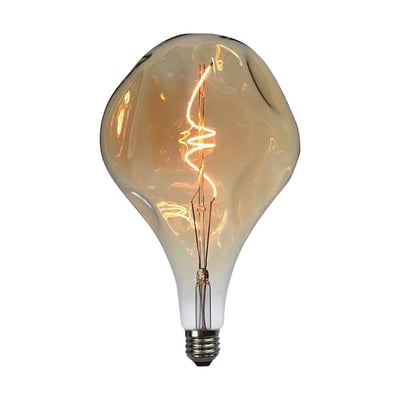 V-TAC 4W E27 LED-pære med spiralfilament og unikt formet amberglas, perfekt til dekorativ belysning.