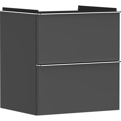 Hansgrohe Xelu Q vaskeskab i mat diamantgrå med to skuffer og integrerede aluminiumshåndtag.