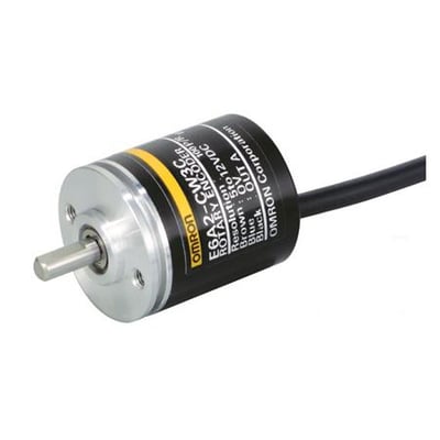 Omron E6A2-CW5C-100 inkrementel encoder med 100 ppr, 12-24 VDC og NPN åben opsamler, med 2 meter kabel.