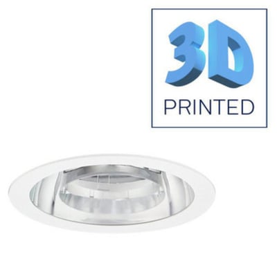 Philips GreenSpace Downlight DN471B, 200 mm, hvid, viser 3D printed logo øverst og indbygningsspottet nederst.