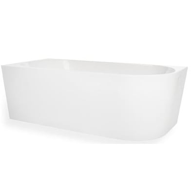 Badekar Back To Wall i hvid akryl, 1800 mm langt og 800 mm bredt, med en venstrevendt design og ren, minimalistisk form.