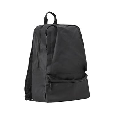 ID Identity rygsæk i sort ripstop materiale med flere lommer og lynlåse på hvid baggrund.