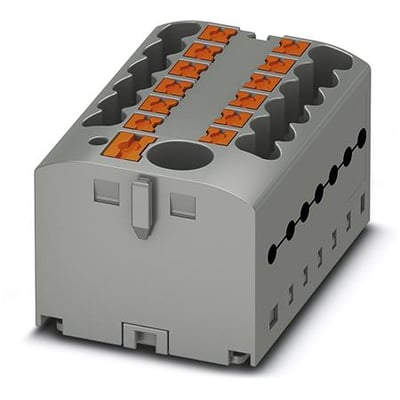 Phoenix Contact PTFIX 6/12X2,5 RD distributionsblok i grå plast med orange klemmer og 12 udgange.