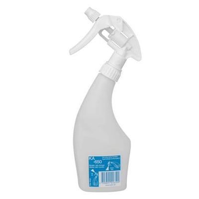 Kabi forstøversprøjte på 0,65 liter i hvid plast med justerbar dyse og blå etikette.