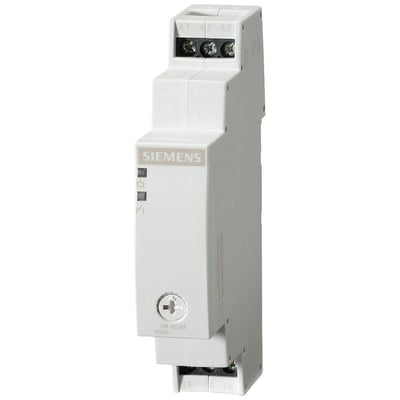 Siemens tidsrelæ 7PV15 med ON-forsinkelse, 1CO kontakt og 0,05-1s tidsinterval, vist med skrueklemmer og LED-indikator.