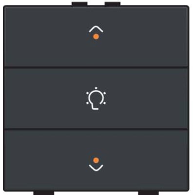 Niko Dæmpertryk Enkelt i antracit med lyssymbol og op/ned pile, der indikerer lysdæmpning.