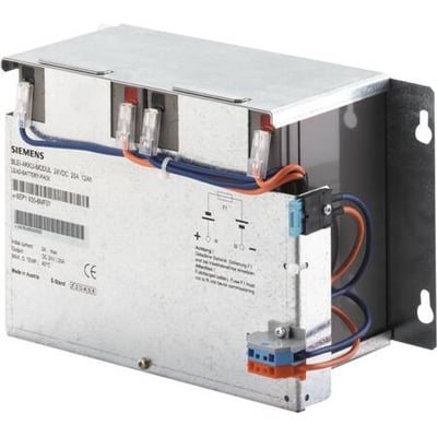 Siemens Sitop blygel-akkumodul 24V 7AH med ledninger, mærkat og monteringsbeslag.