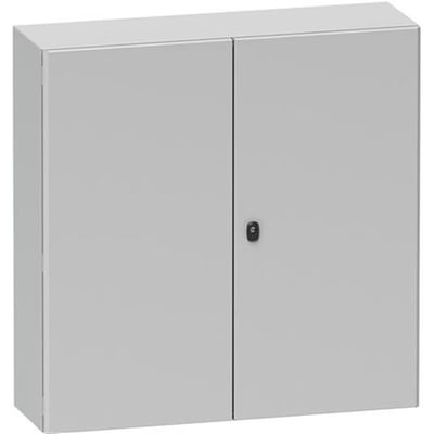 Detalje af Schneider Electric Spacial S3D vægskabets låsefunktion på den ene af de to døre.